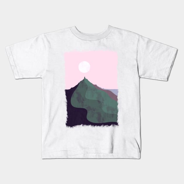 The mauve sky peak Kids T-Shirt by Swadeillustrations